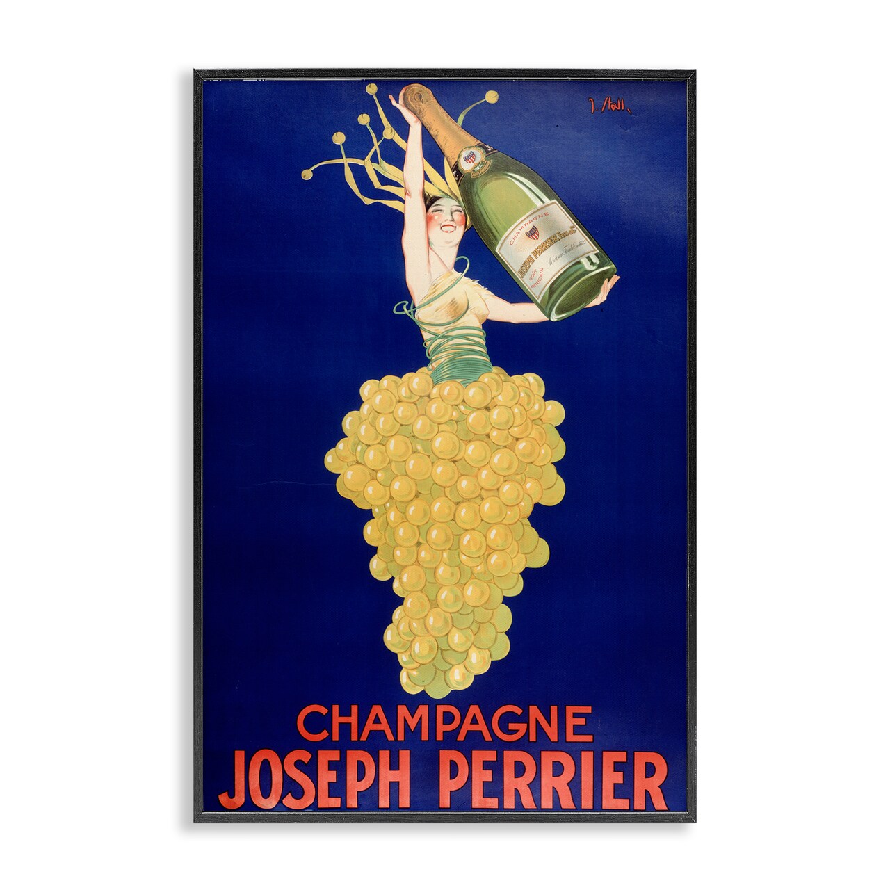 Stupell Industries Vintage Perrier Champagne Framed Giclee Design by Marcus Jules